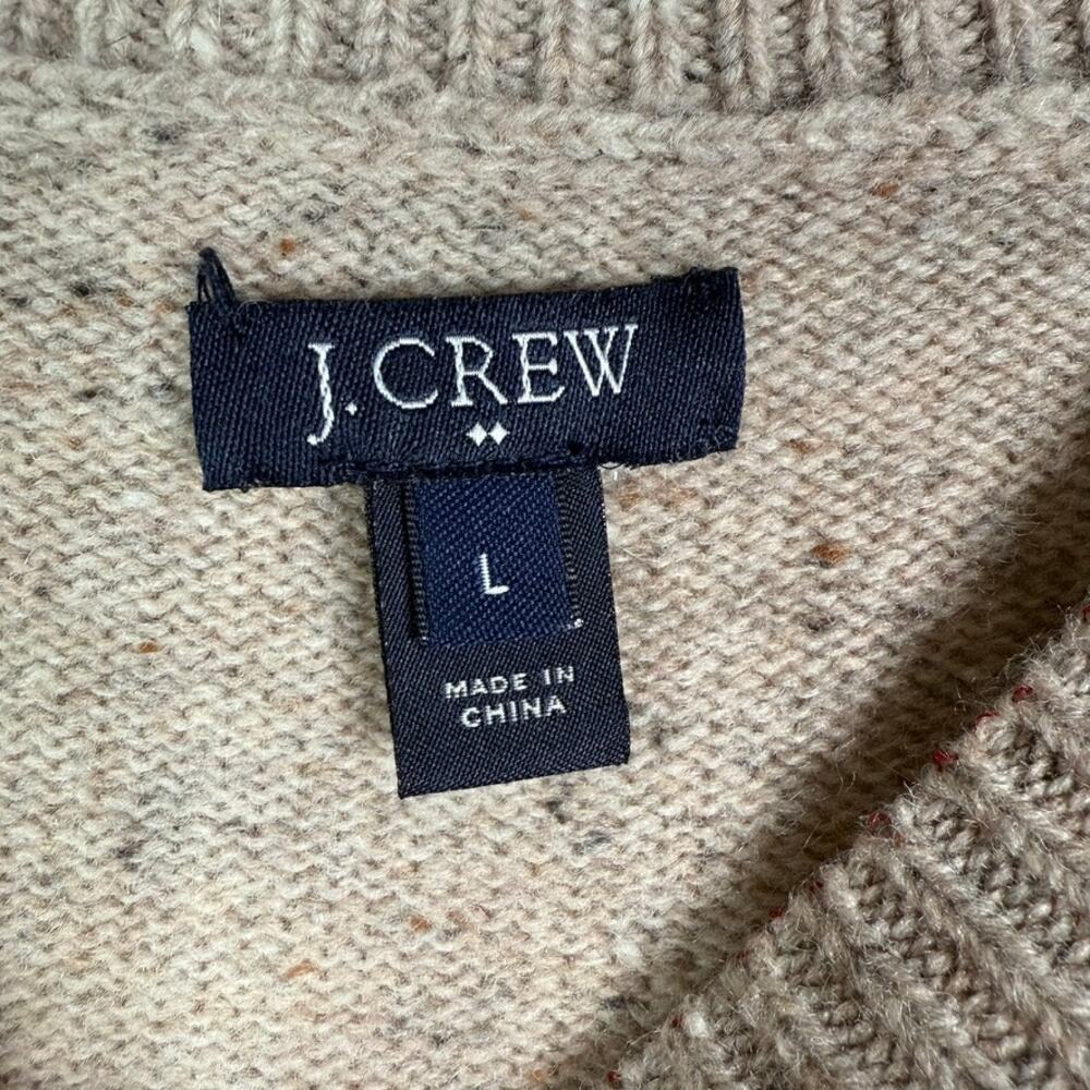 J.Crew Donegal Elbow Patch Sweater 05113 Tan Brown Mens Large Lambs Wool - Picture 8 of 10